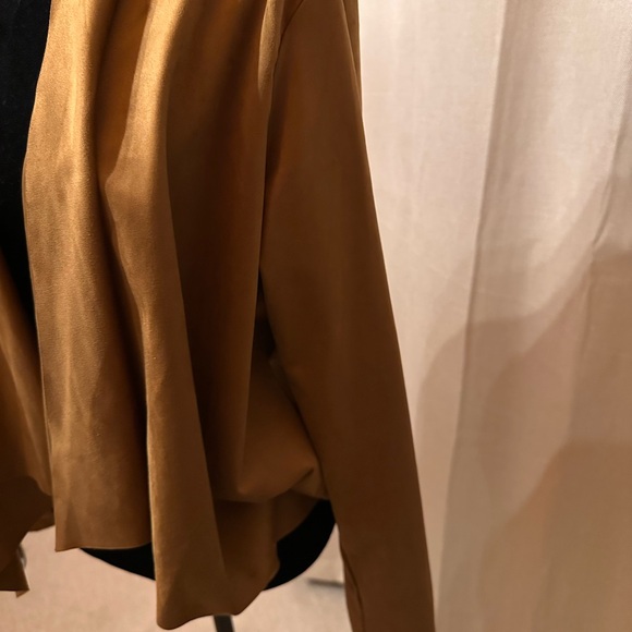 Women's Open-Front Draped Jacket - Camel - Picture 3 of 9